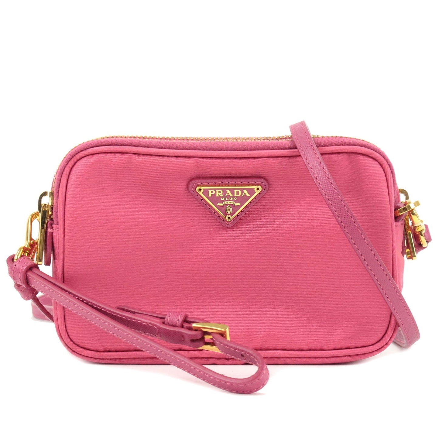 PRADA Logo Nylon Leather Shoulder Bag Mini Bag Pink 1N1861