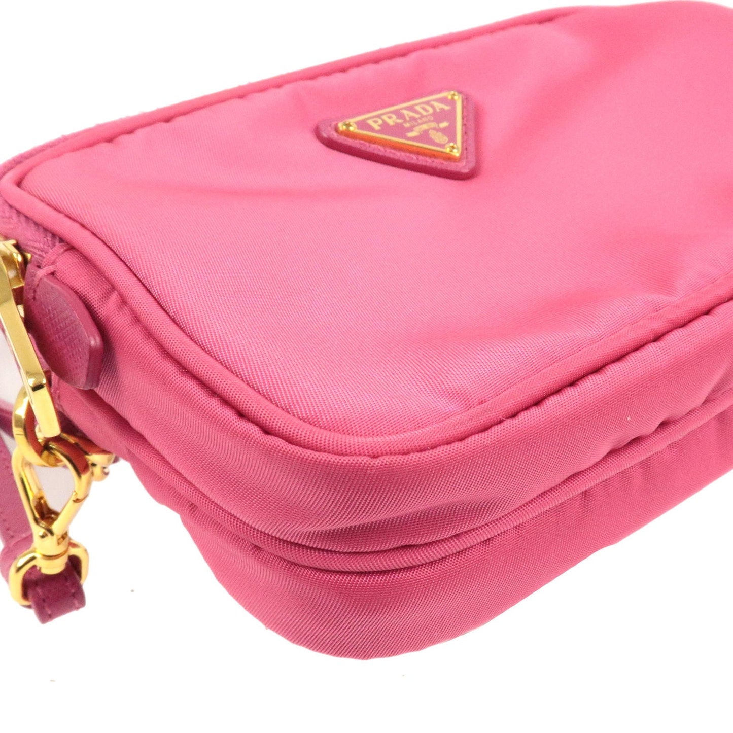 PRADA Logo Nylon Leather Shoulder Bag Mini Bag Pink 1N1861