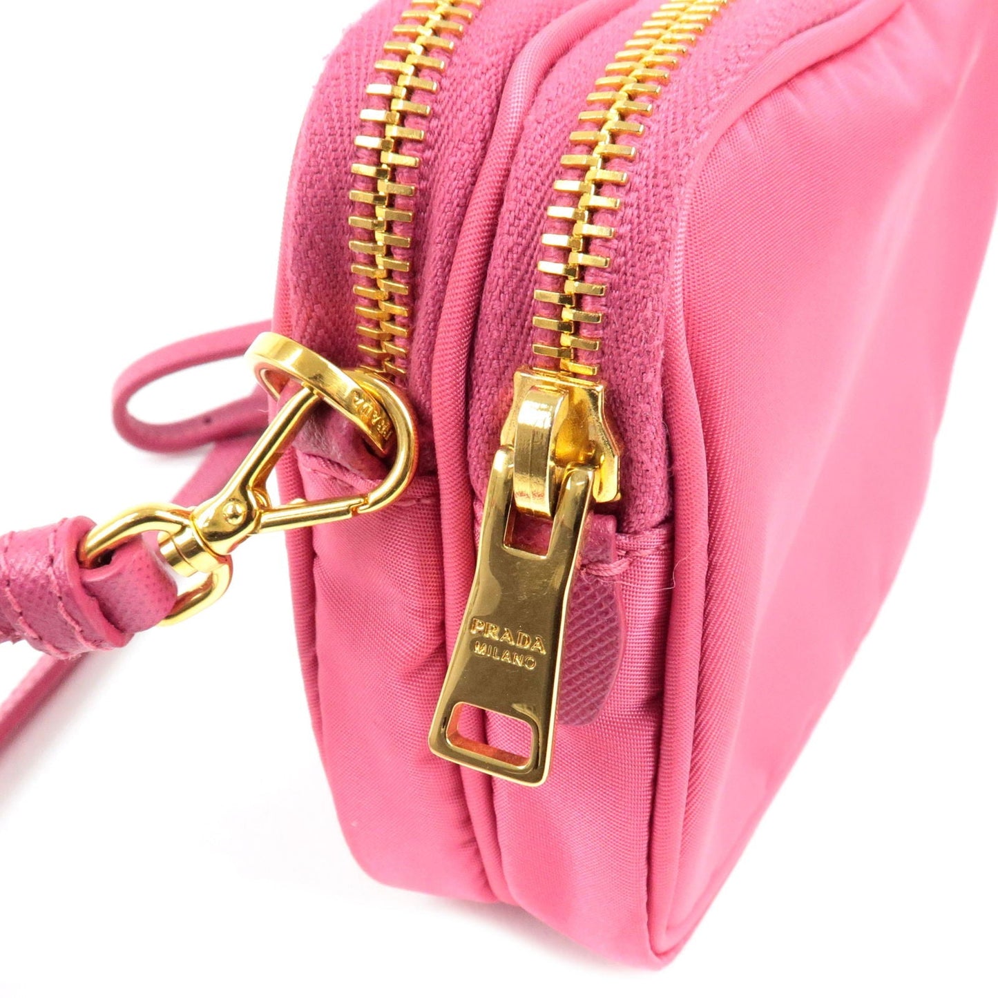 PRADA Logo Nylon Leather Shoulder Bag Mini Bag Pink 1N1861