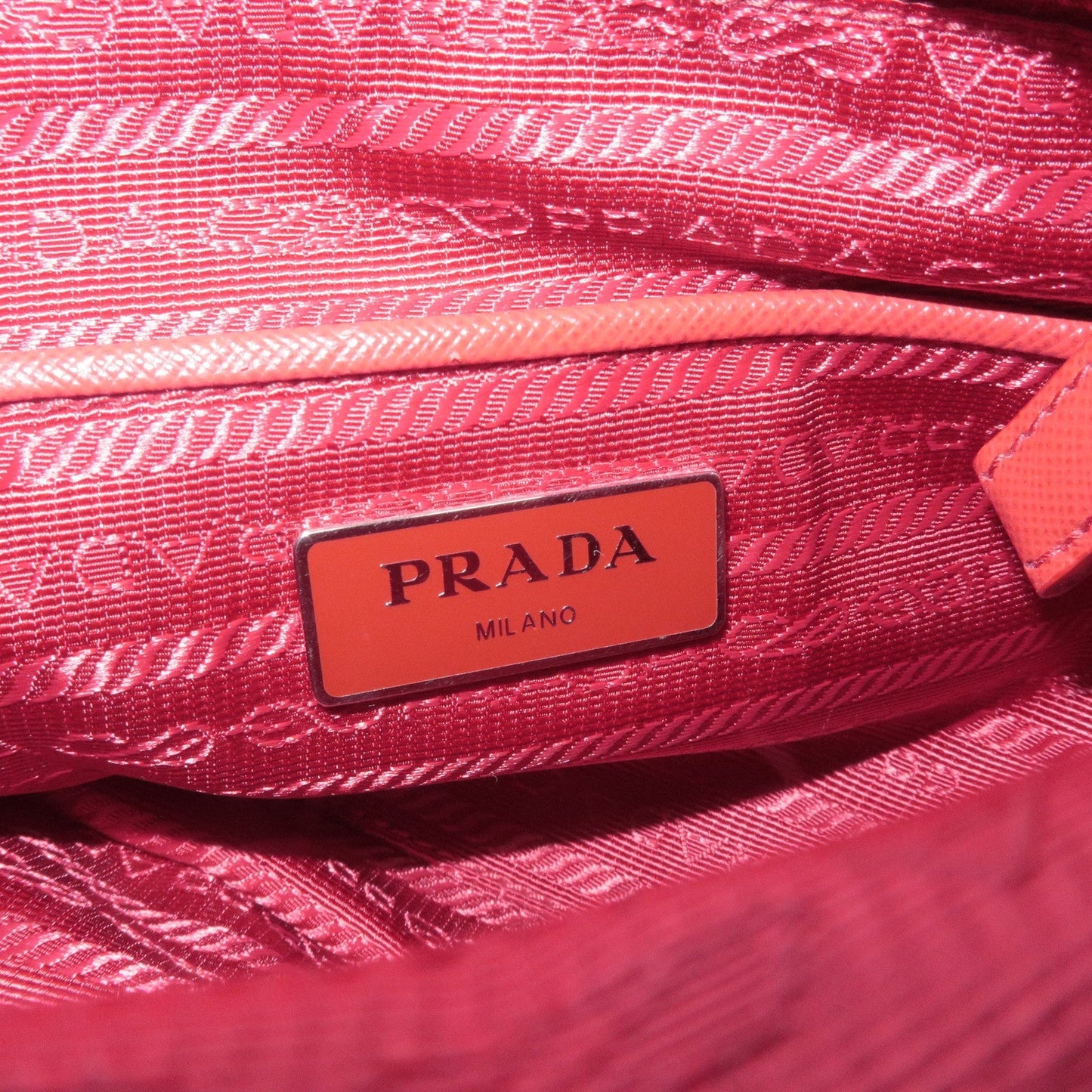 PRADA Logo Nylon Leather Shoulder Bag Cross Body Bag Red