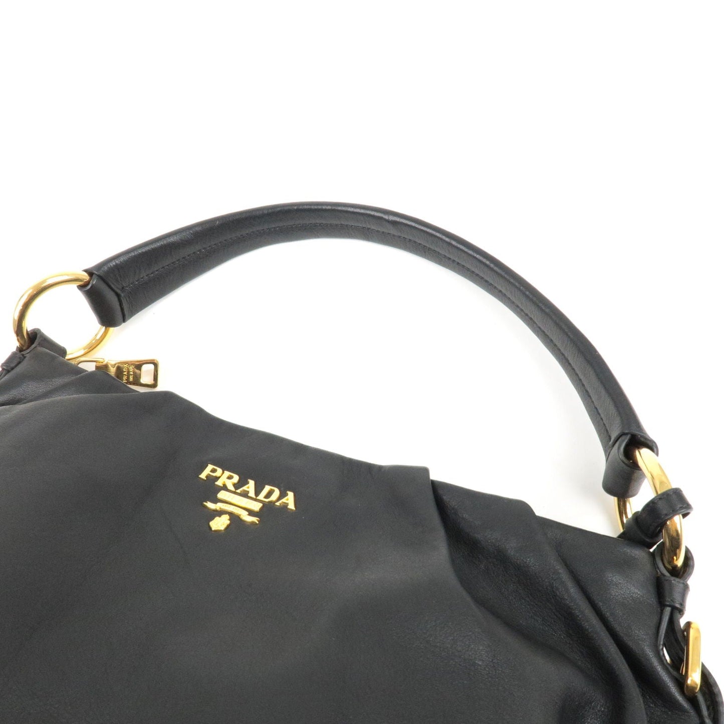 PRADA Calf Leather Shoulder Bag Hand Bag NERO Black BR4070