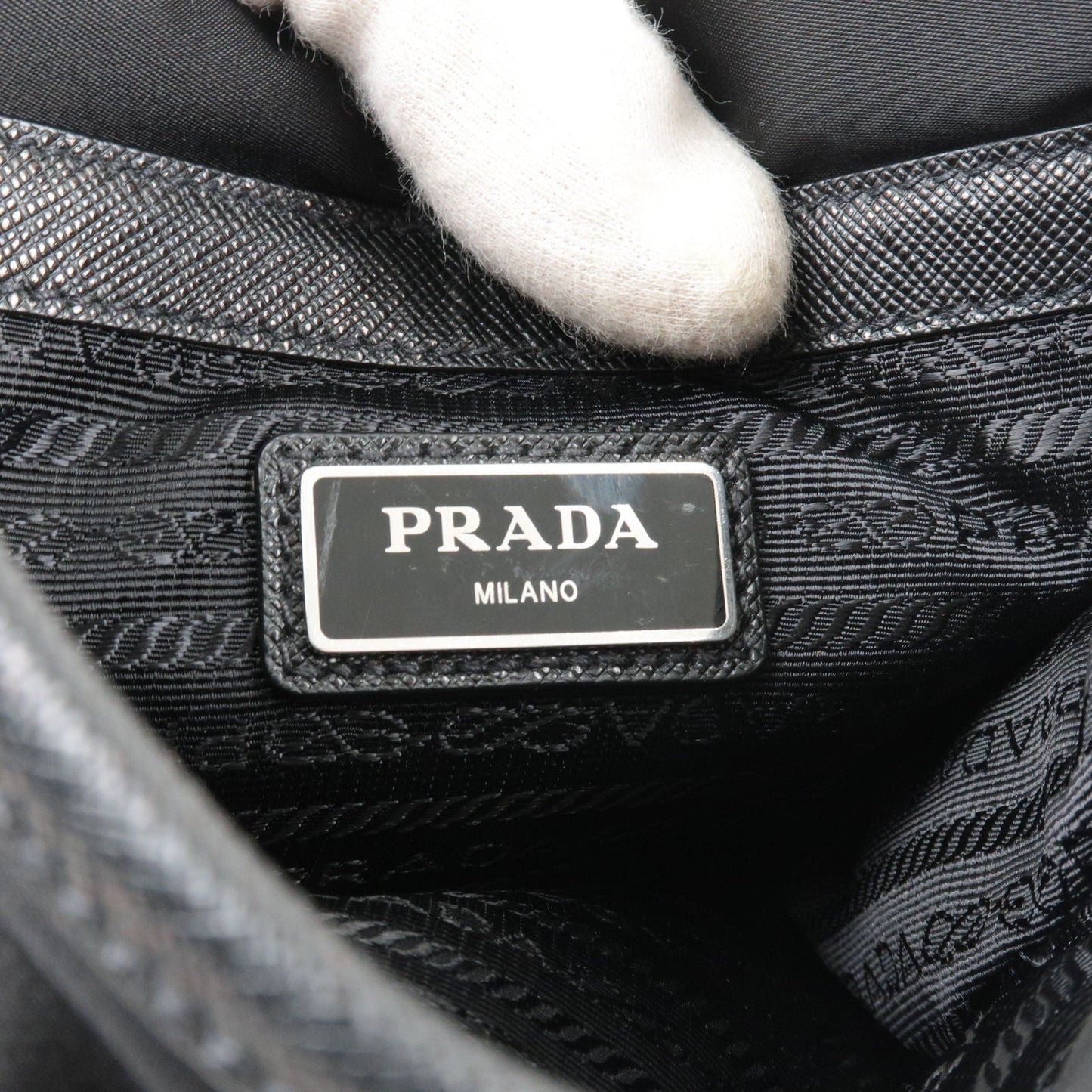 PRADA Logo Nylon Leather Shoulder Bag NERO Black 2VD028