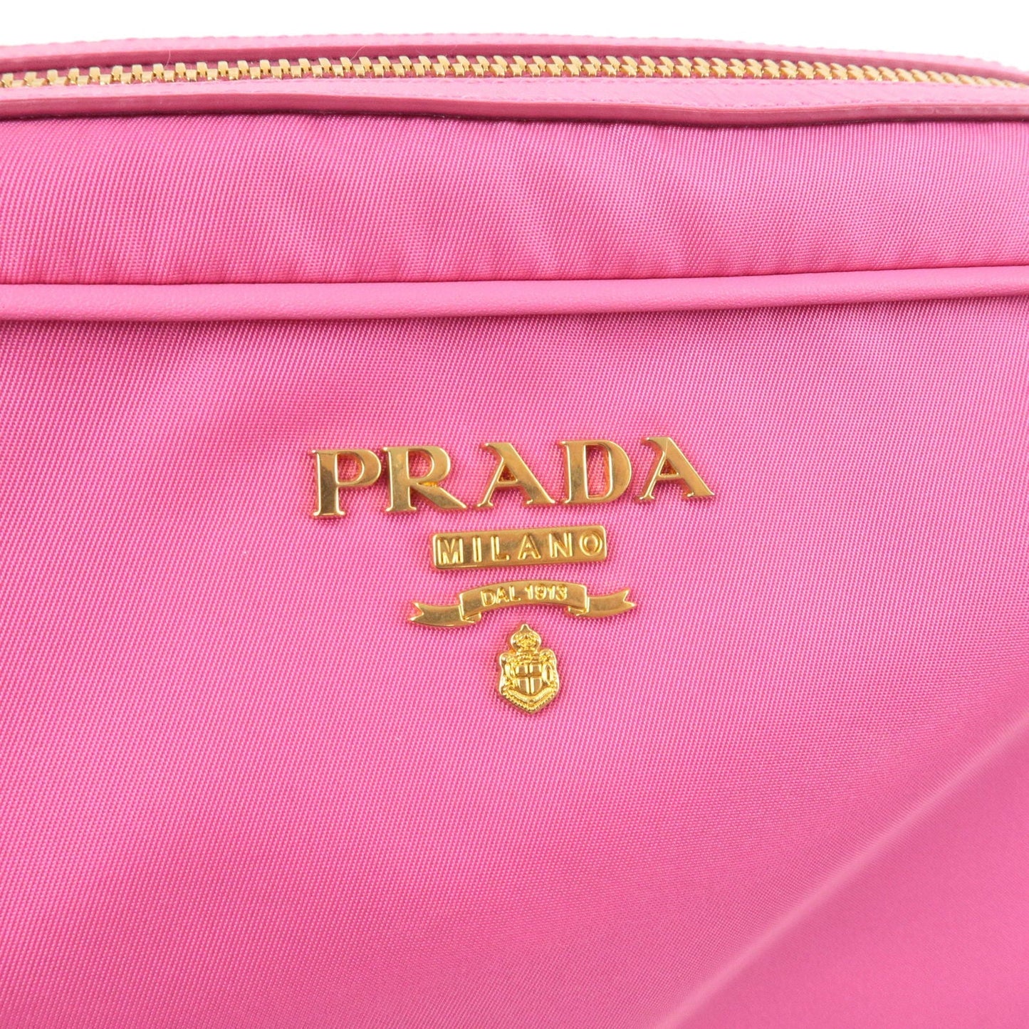 PRADA Logo Nylon Leather Shoulder Bag Mini Bag Gold Hardware Pink