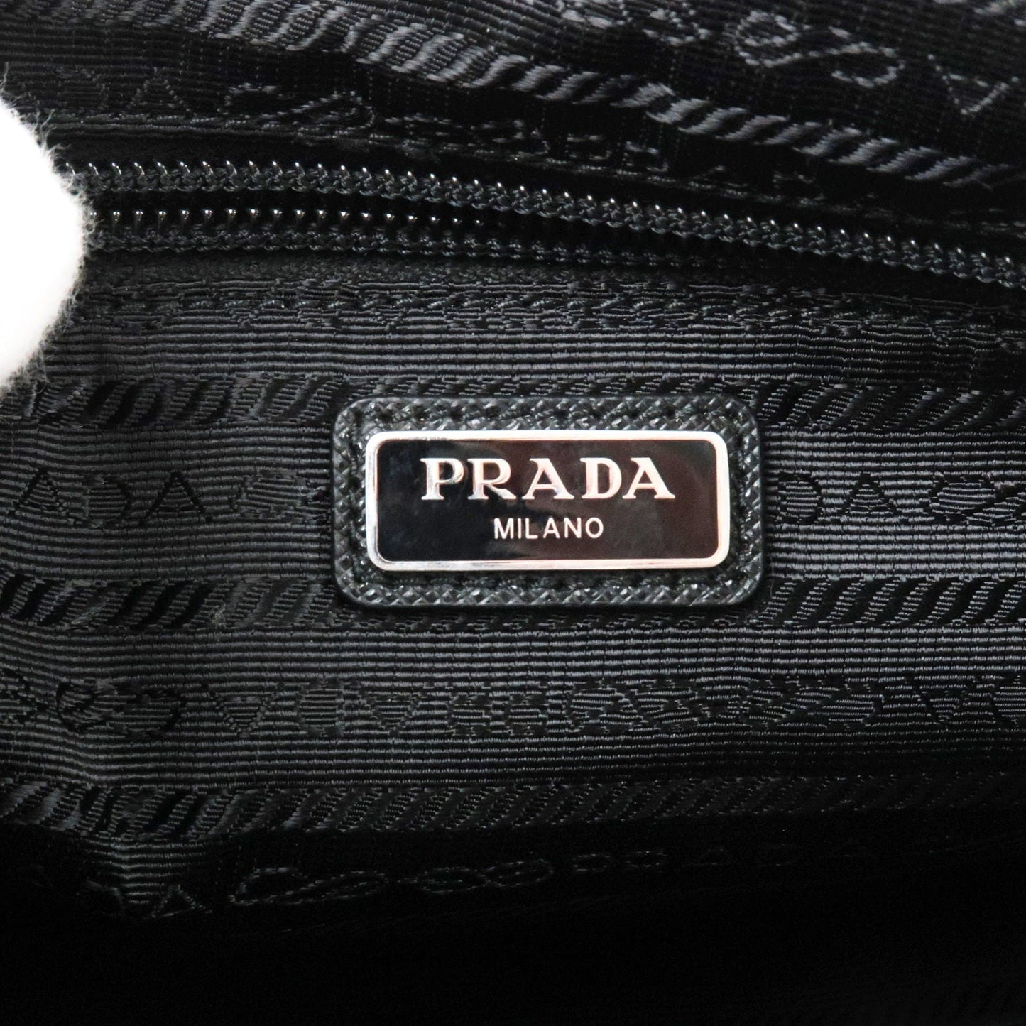 PRADA Logo Nylon Leather Clutch Bag Pouch NERO Black 2NE789