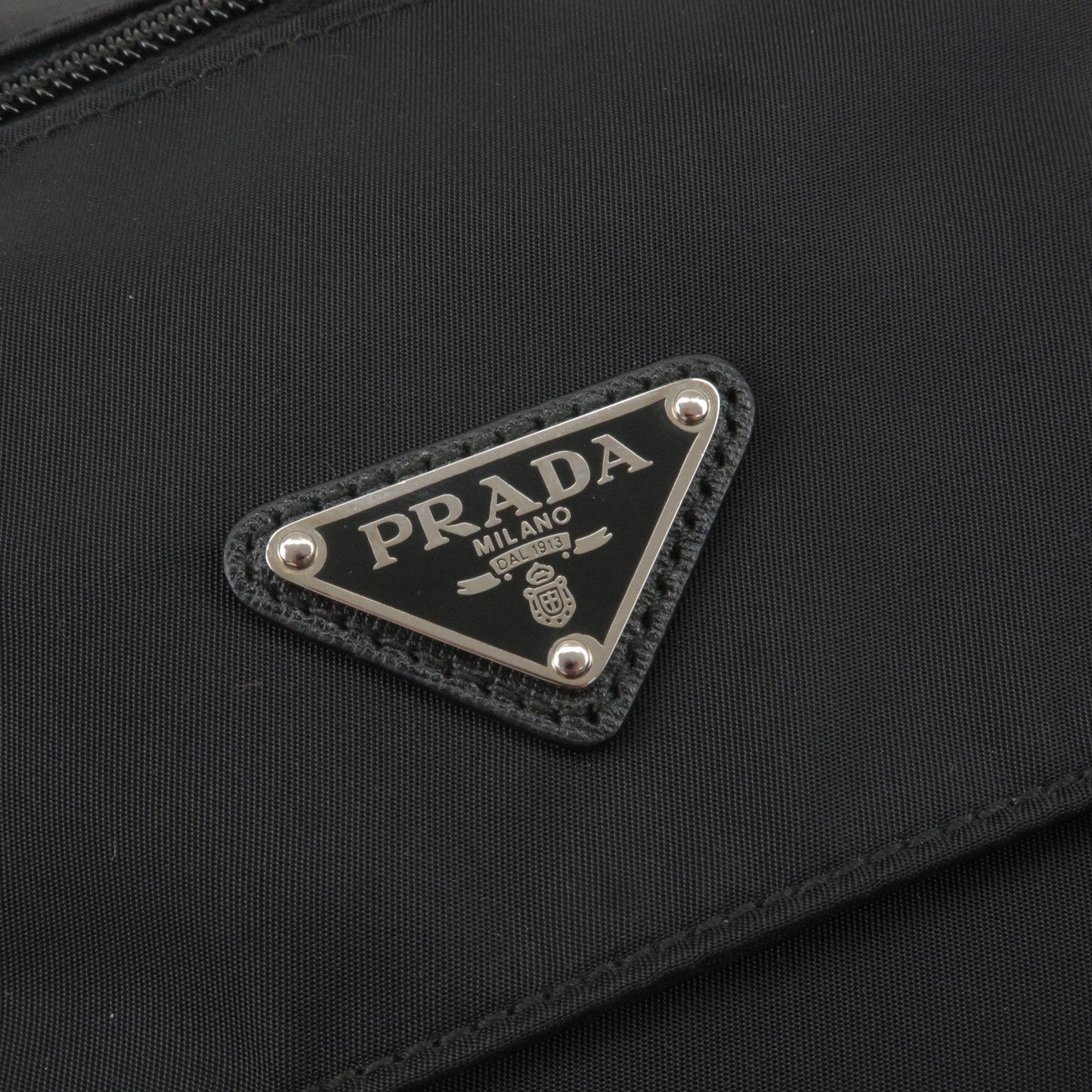 PRADA Logo Nylon Leather Crossbody Shoulder Bag NERO Black