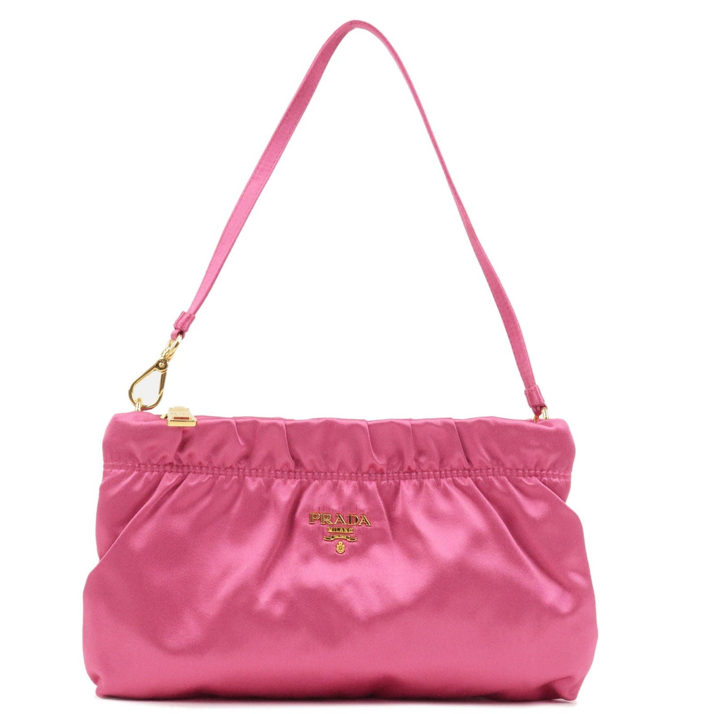 PRADA Satin Pouch Cosmetic Pouch Mini Hand Bag Pink 1N1662