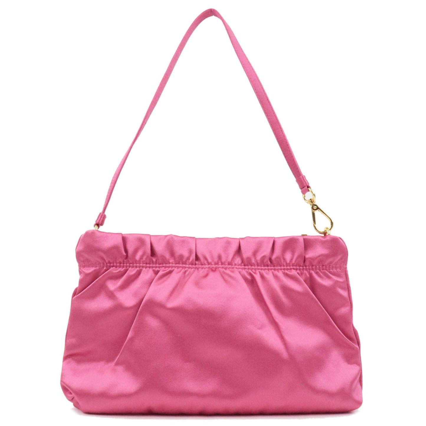 PRADA Satin Pouch Cosmetic Pouch Mini Hand Bag Pink 1N1662