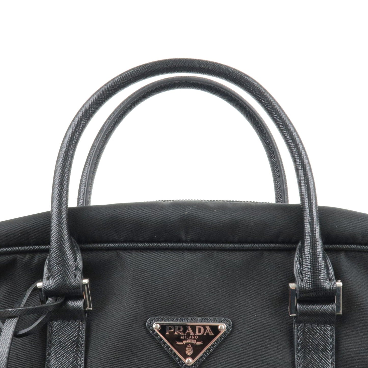 PRADA Logo Nylon Leather Business Bag Brief Case Black 2VE661