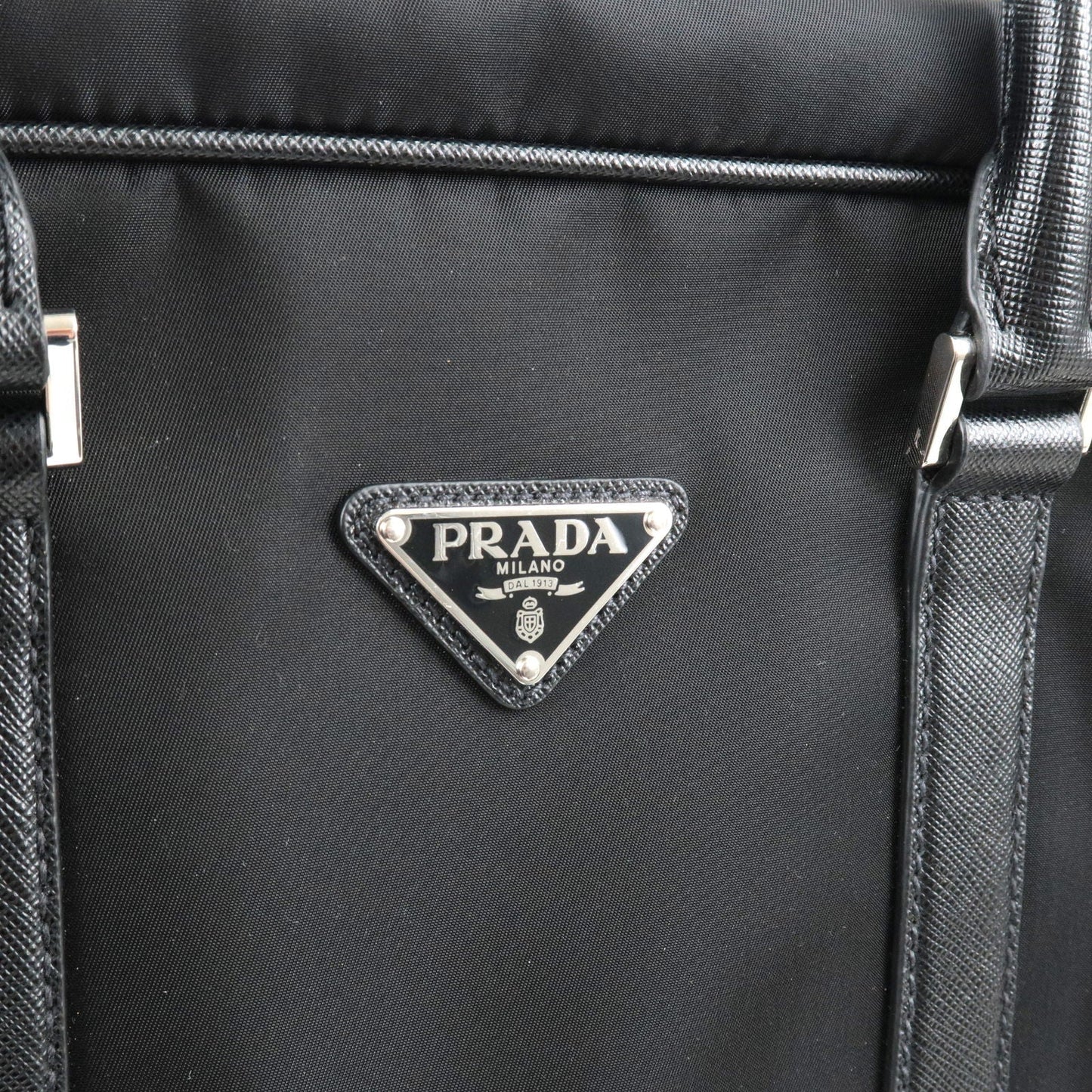 PRADA Logo Nylon Leather Business Bag Brief Case Black 2VE661