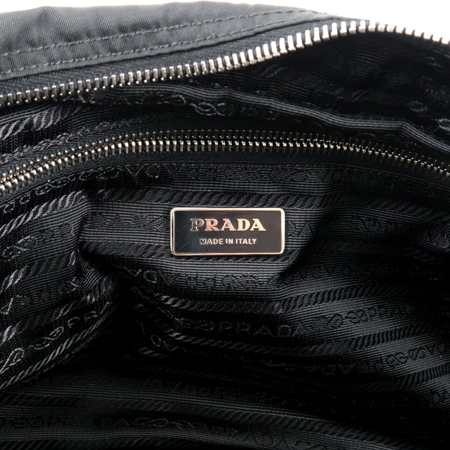 PRADA Logo Nylon Leather Crossbody Shoulder Bag Black