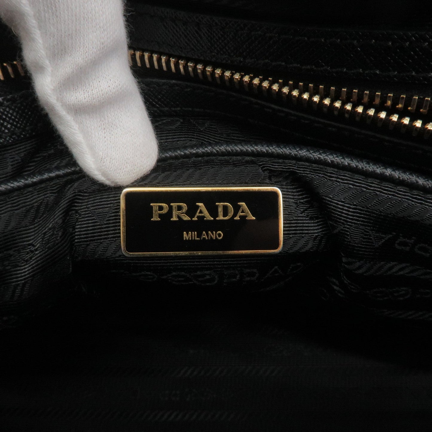 PRADA Logo Nylon Leather 2Way Bag Hand Bag Shoulder Bag Black