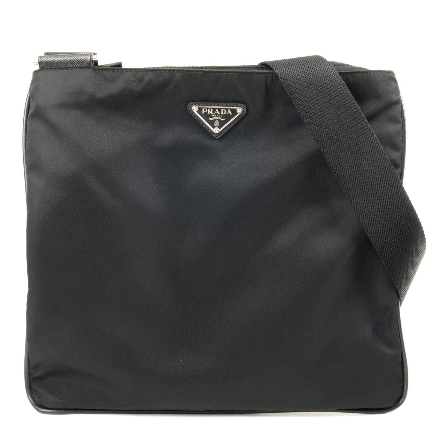 PRADA Logo Nylon Leather Shoulder Bag NERO Black VA0053