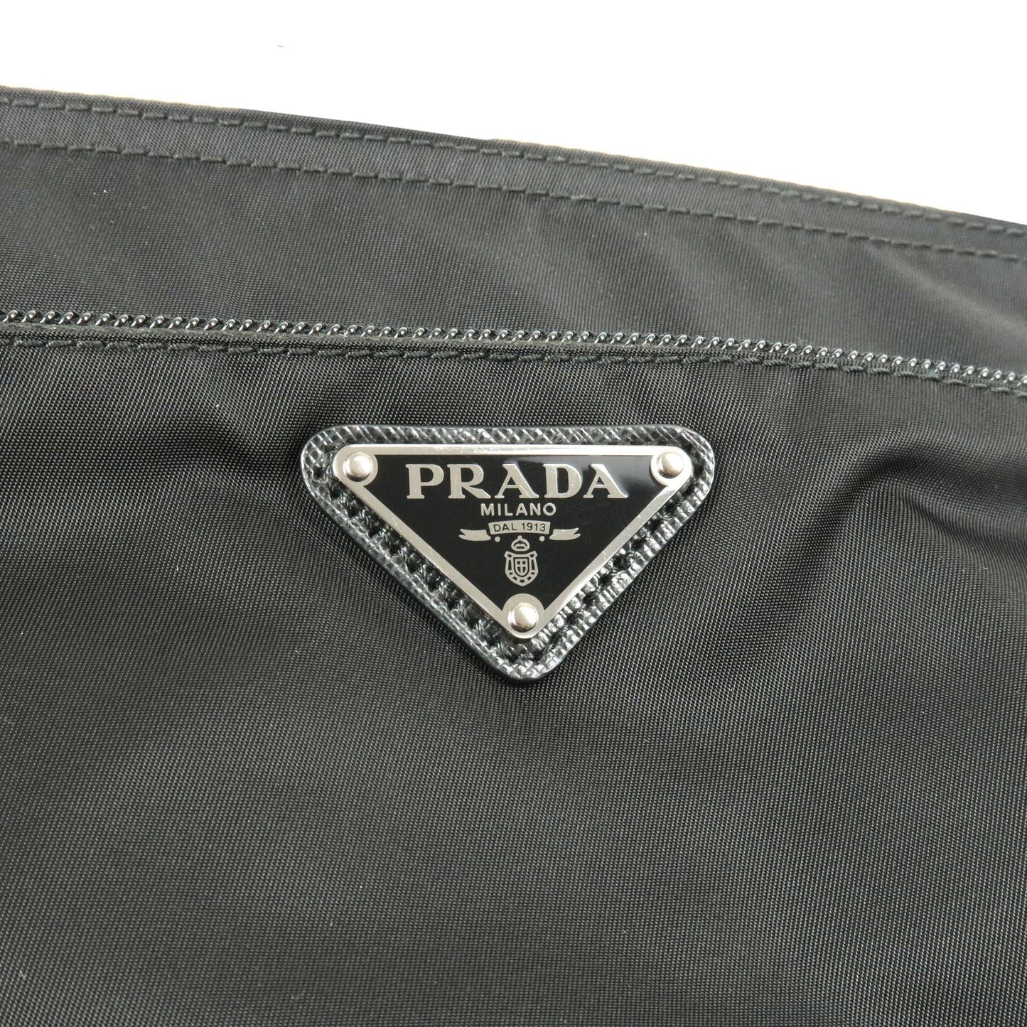 PRADA Logo Nylon Leather Shoulder Bag NERO Black 1BH978