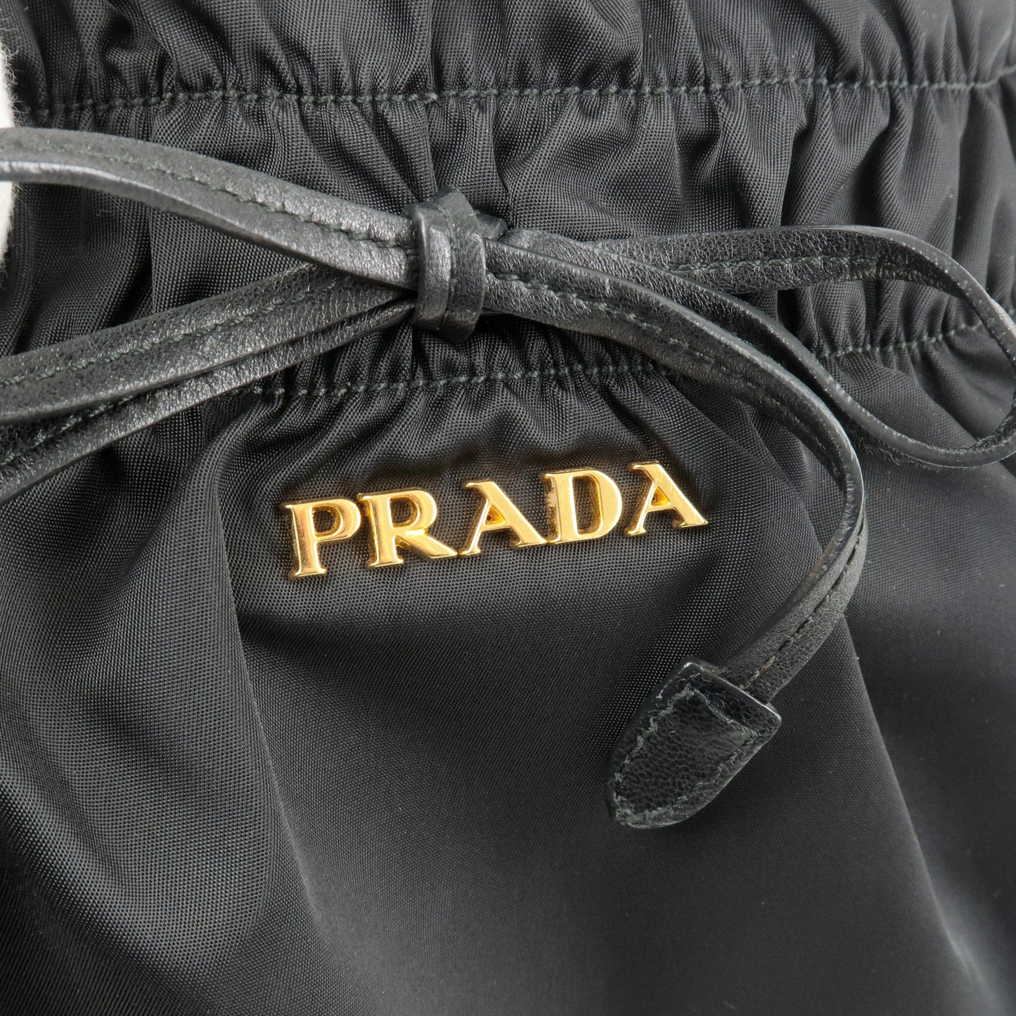 PRADA Logo Nylon Leather Shoulder Bag Hand Bag NERO Black