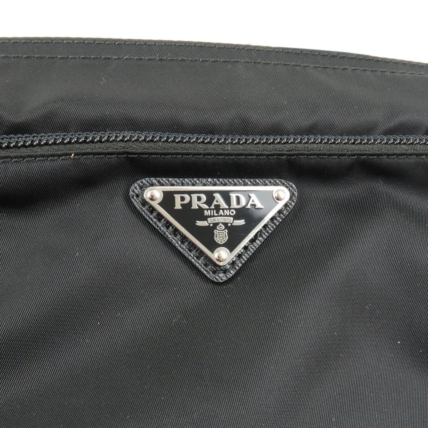 PRADA Logo Nylon Leather Shoulder Bag Purse NERO Black 1BH978