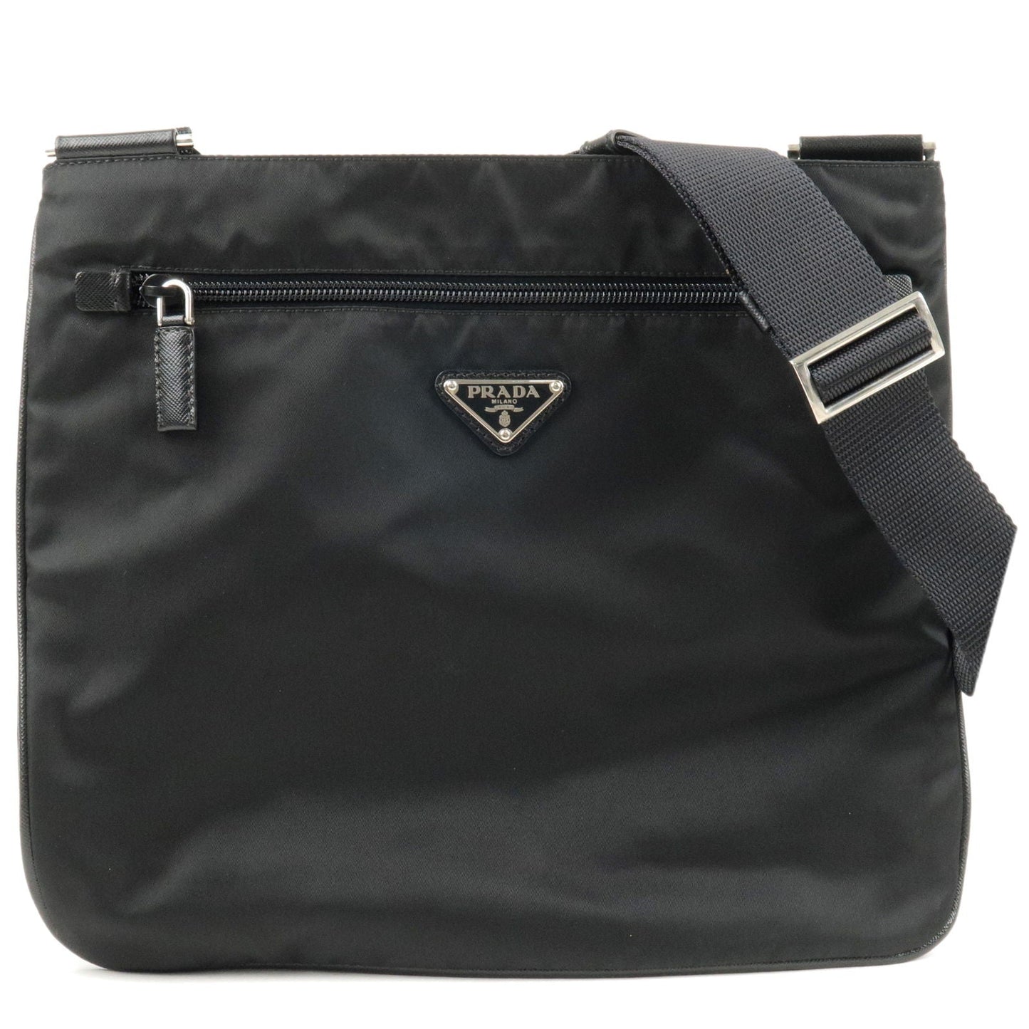 PRADA Logo Nylon Leather Shoulder Bag NERO Black VA0563