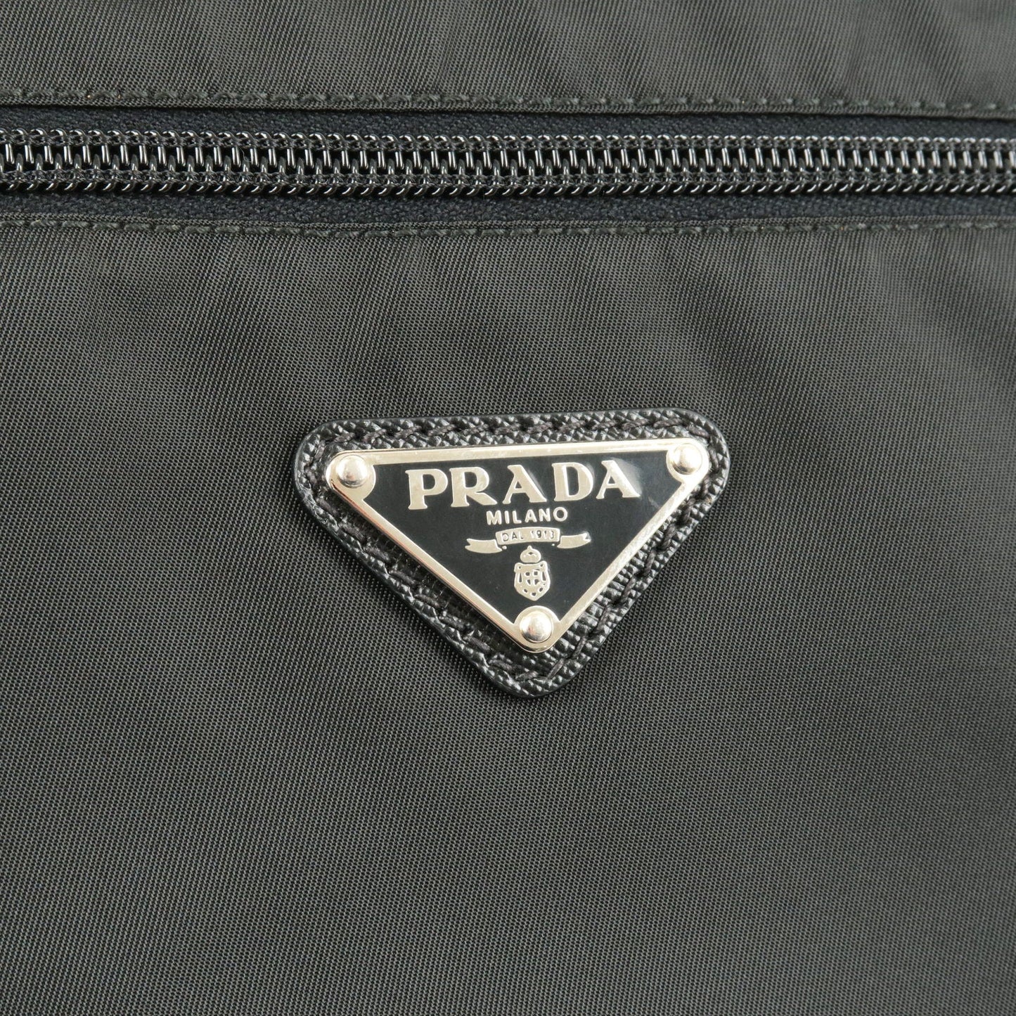 PRADA Logo Nylon Leather Shoulder Bag NERO Black VA0563