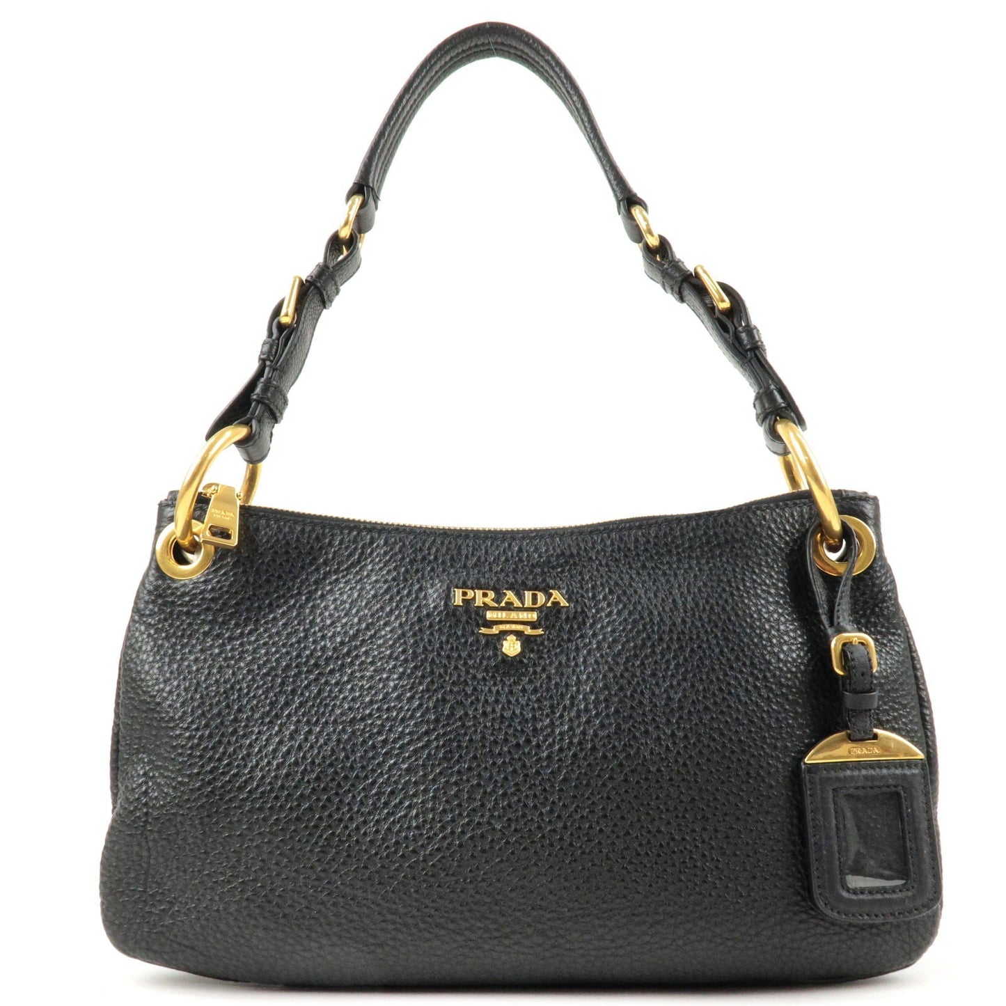 PRADA Leather Shoulder Bag Hand Bag NERO Black BR4894