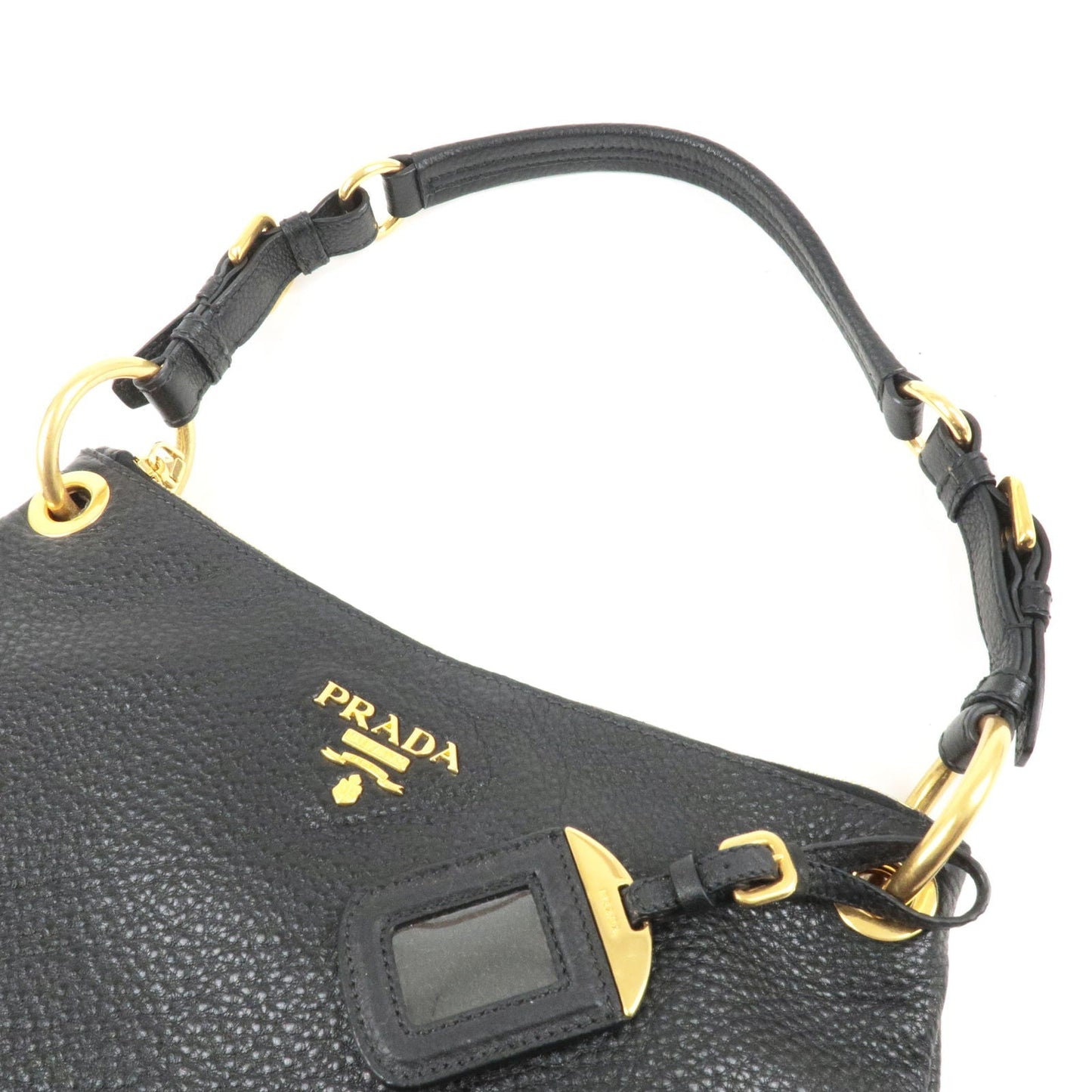 PRADA Leather Shoulder Bag Hand Bag NERO Black BR4894