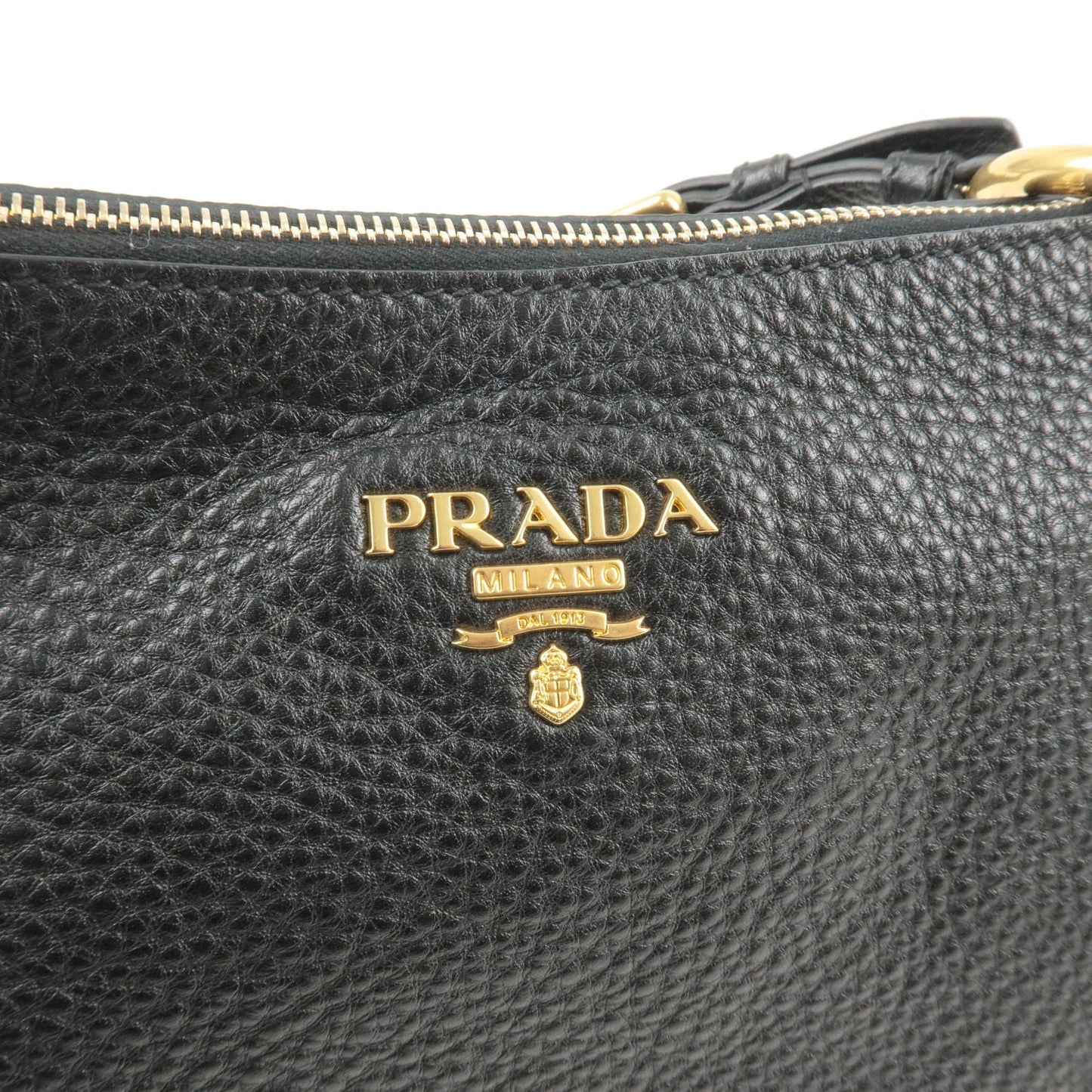 PRADA Leather Shoulder Bag Hand Bag NERO Black BR4894