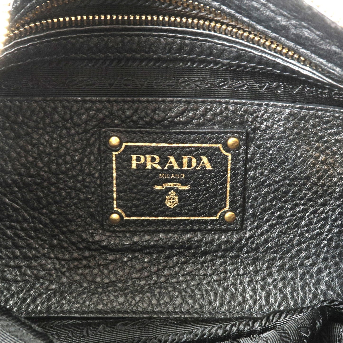 PRADA Leather Shoulder Bag Hand Bag NERO Black BR4894