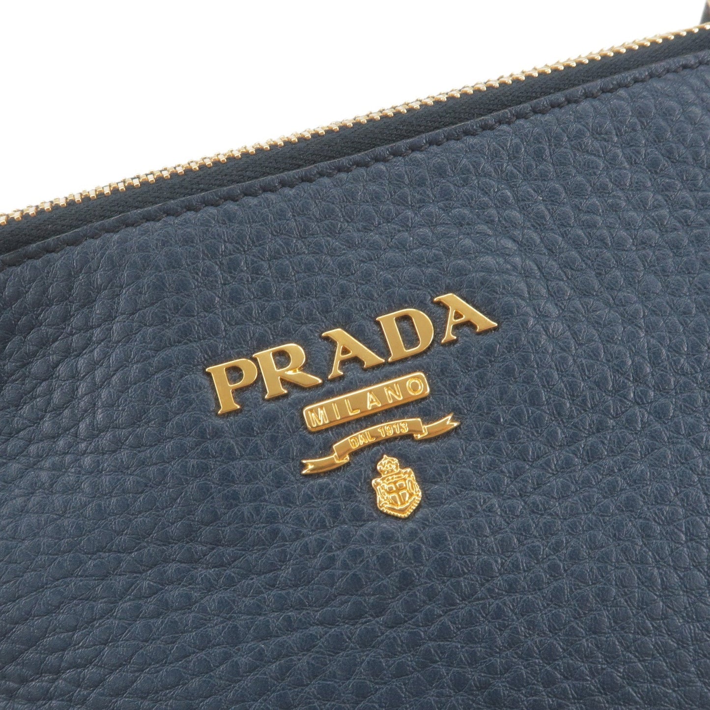 PRADA Logo Leather Crossbody Shoulder Bag Purse Navy