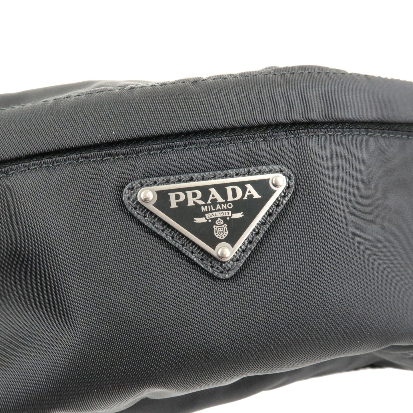 PRADA Logo Re-Nylon Leather Waist Bag Body Bag NERO Black