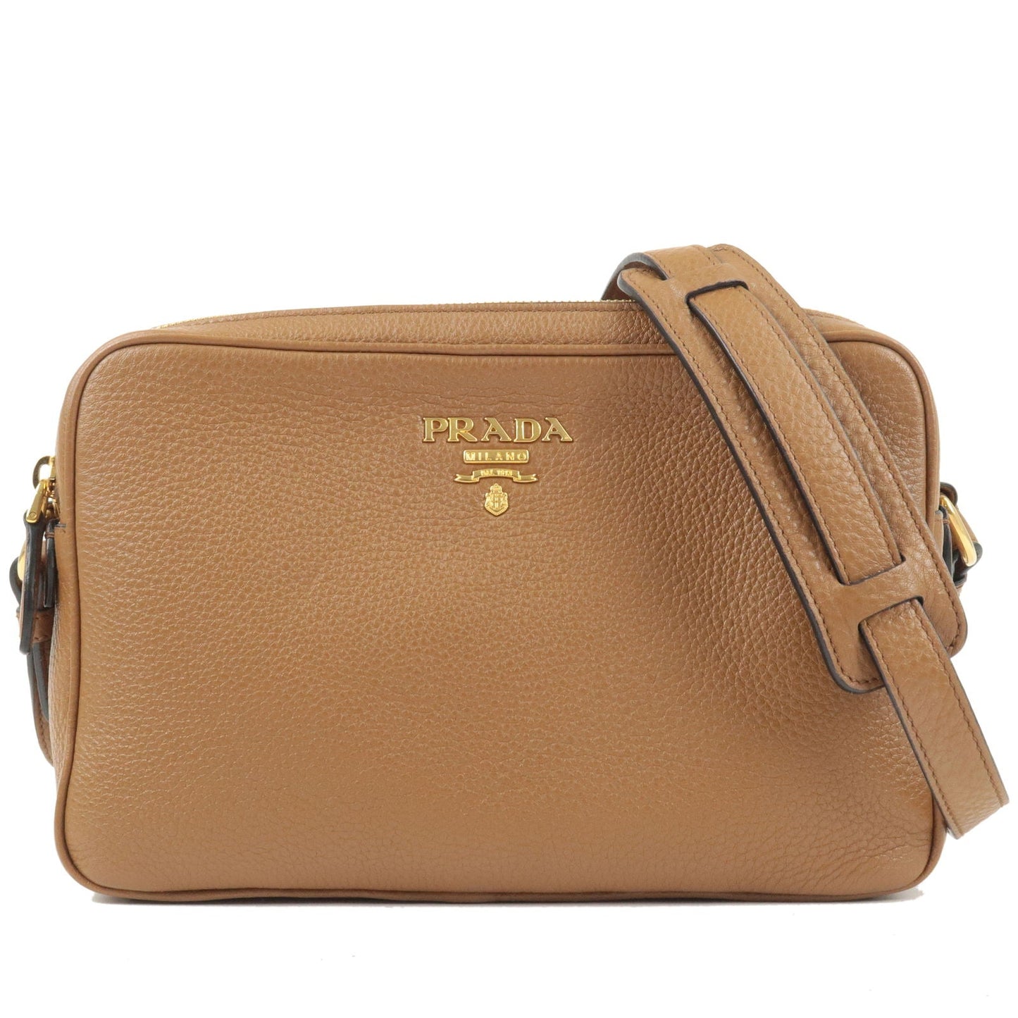 PRADA Logo Leather Shoulder Bag Crossbody Bag Brown 1BH079