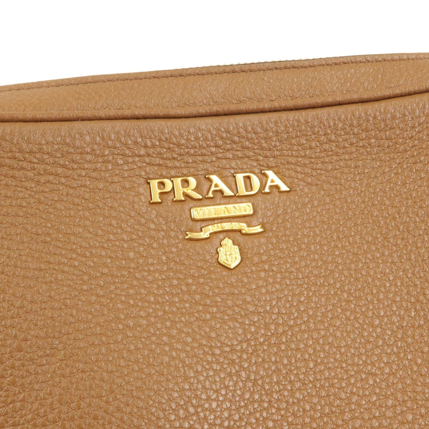 PRADA Logo Leather Shoulder Bag Crossbody Bag Brown 1BH079