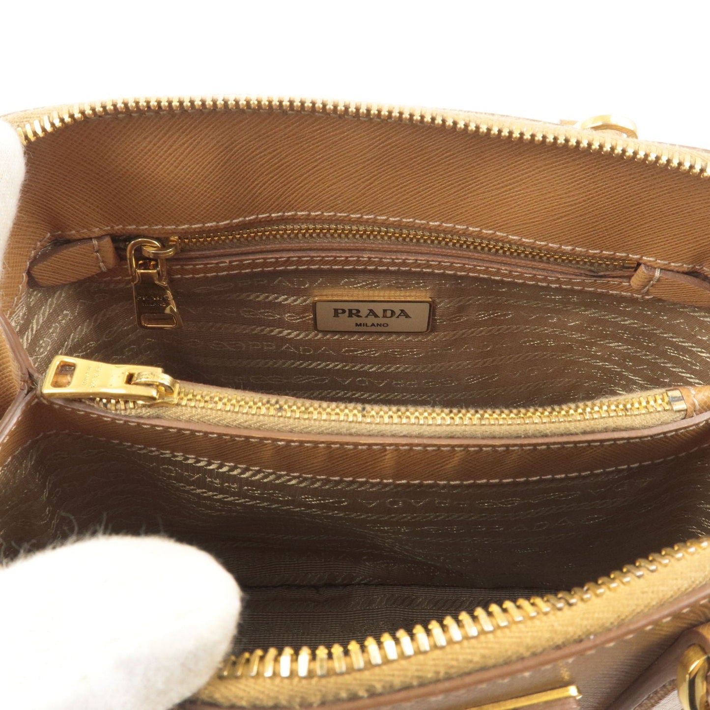 PRADA Logo Leather 2Way Hand Bag Shoulder Bag Brown BL0838