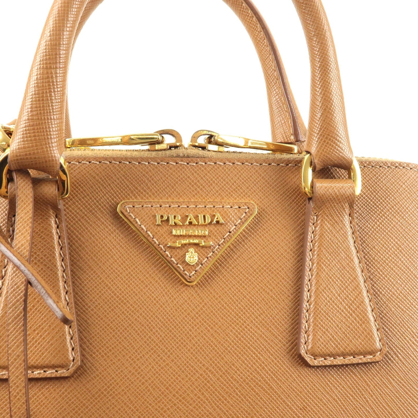 PRADA Logo Leather 2Way Hand Bag Shoulder Bag Brown BL0838