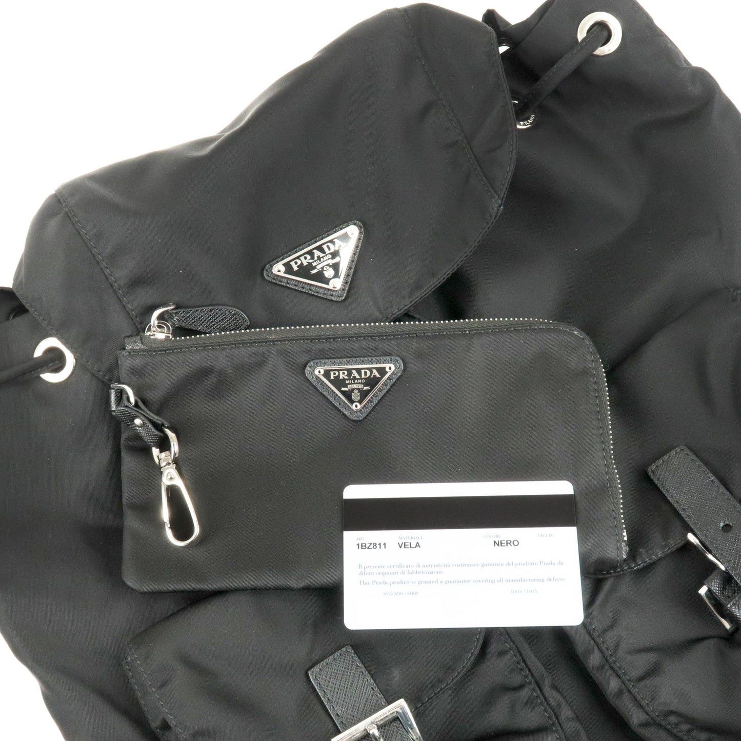 PRADA Logo Nylon Leather Ruck Sack Back Pack Bag Black 1BZ811