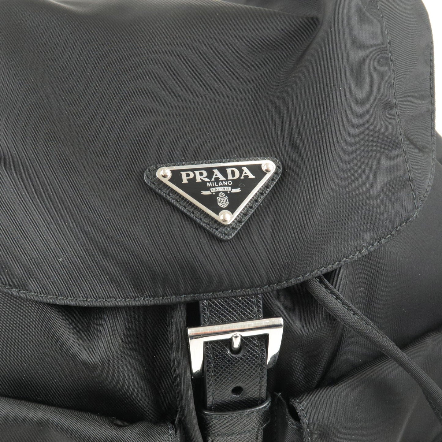 PRADA Logo Nylon Leather Ruck Sack Back Pack Bag Black 1BZ811