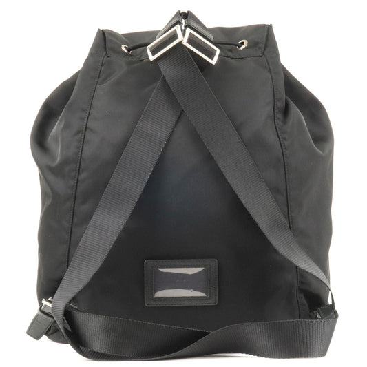 PRADA Logo Nylon Leather Back Pack Ruck Sack Bag Nero Black