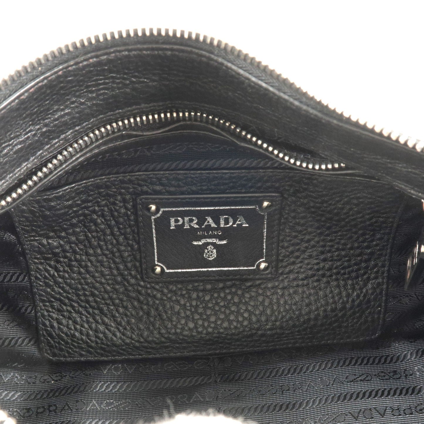 PRADA Vitello Phenix Leather Shoulder Bag NERO Black B4894M