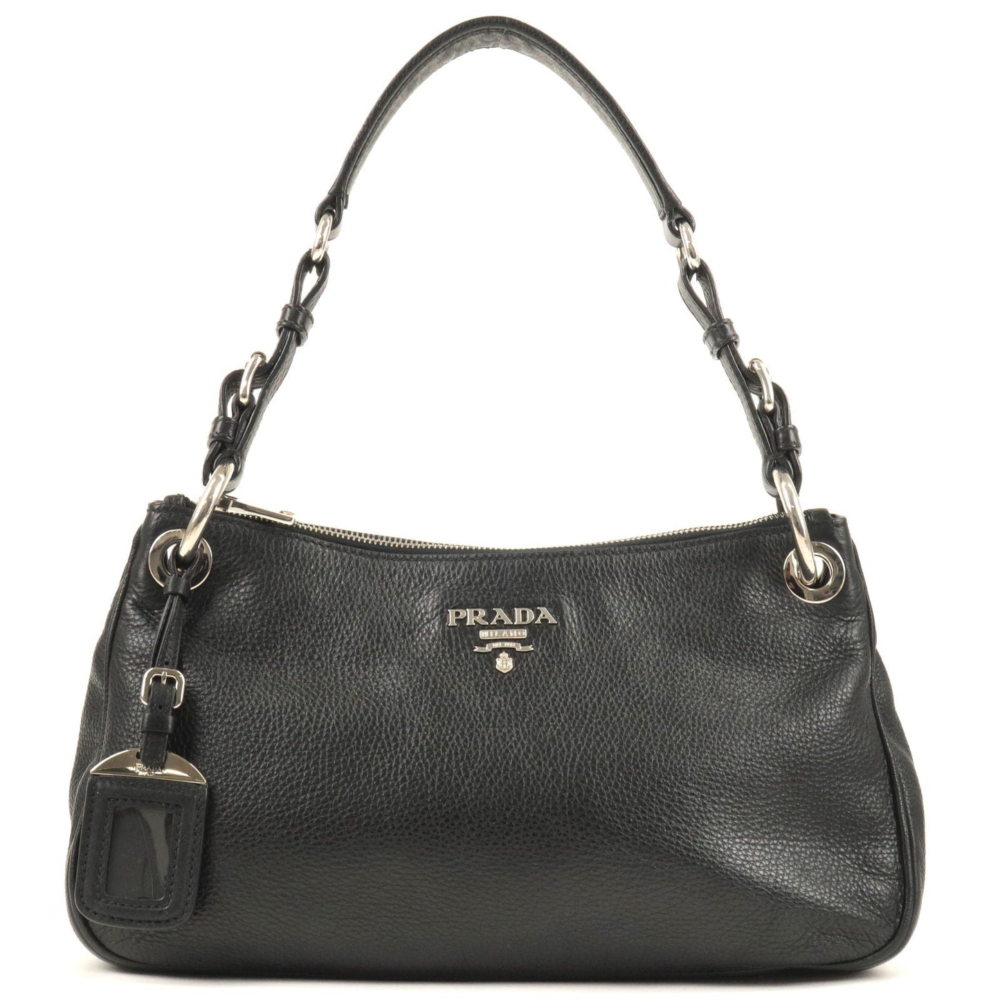 PRADA Vitello Phenix Leather Shoulder Bag NERO Black B4894M