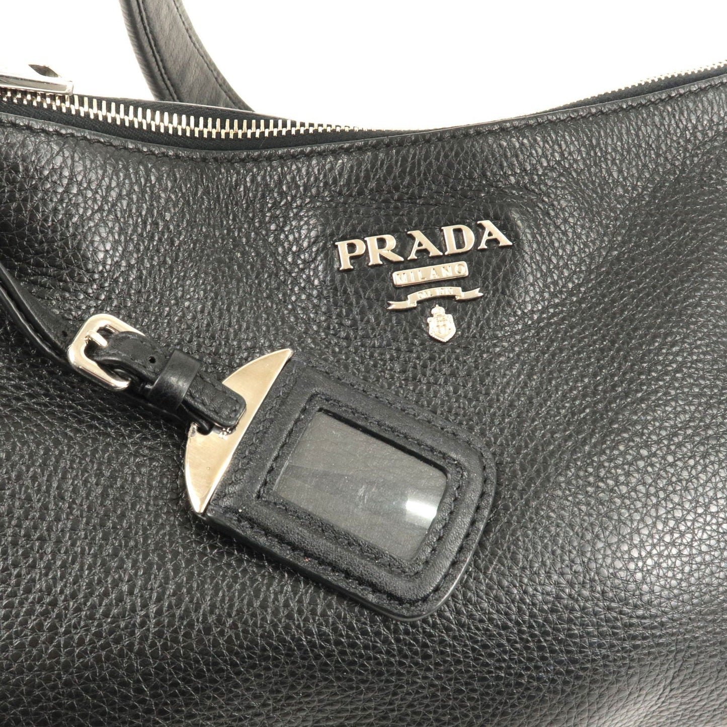 PRADA Vitello Phenix Leather Shoulder Bag NERO Black B4894M