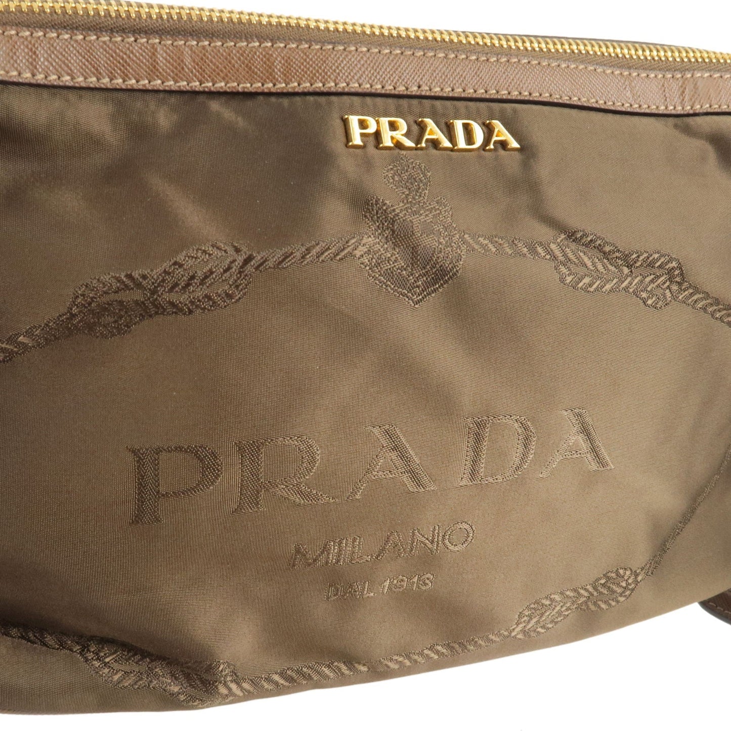 PRADA Nylon Leather Shoulder Bag Purse BRUCIATO Brown BR4320