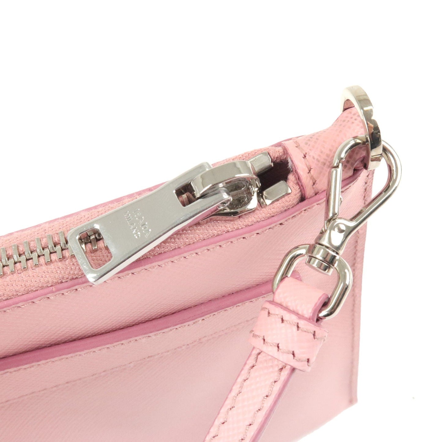 PRADA Logo Leather Shoulder Bag Pouch PETARO Pink 1NH004