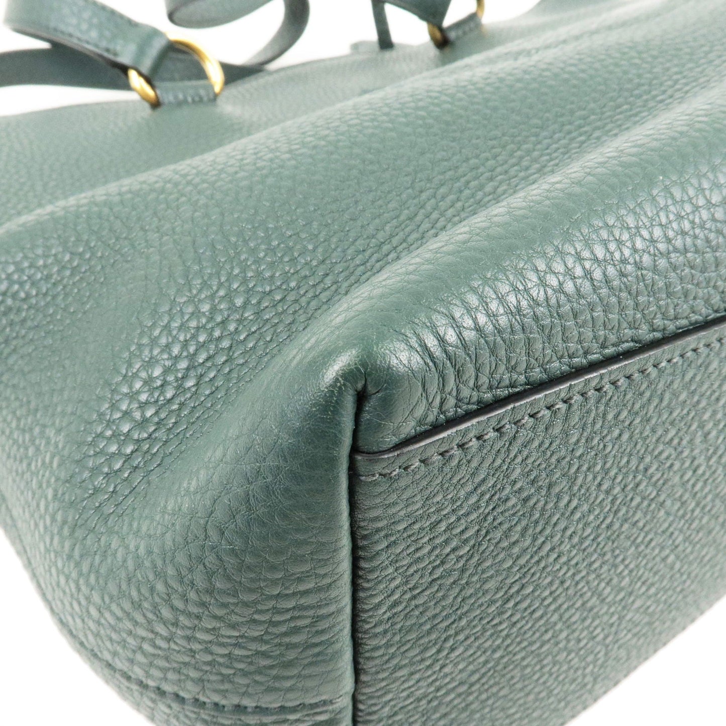 PRADA Logo Leather Tote Bag Hand Bag Green 1BG100