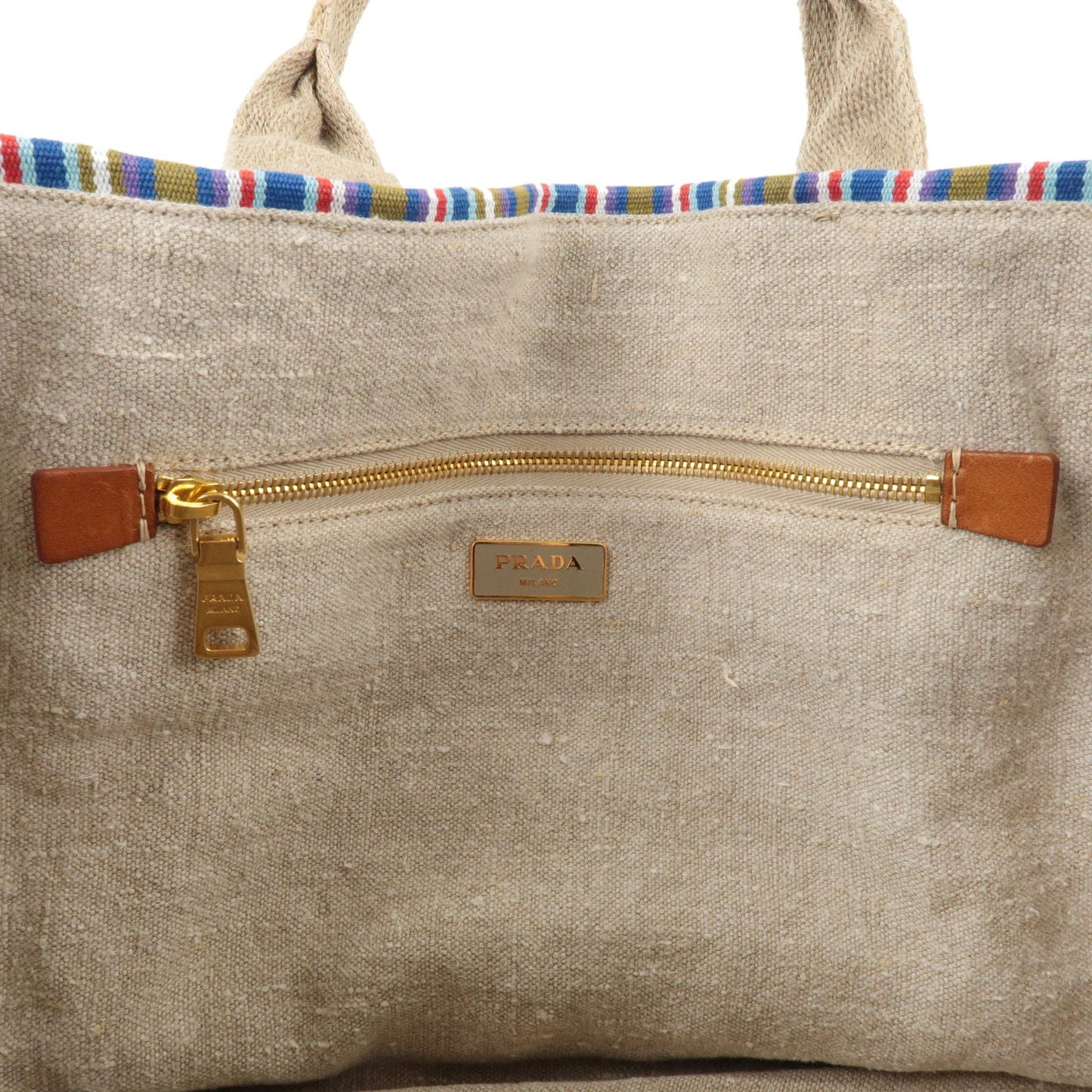 PRADA Canapa Large Canvas 2Way Bag Shoulder Bag Multi Color