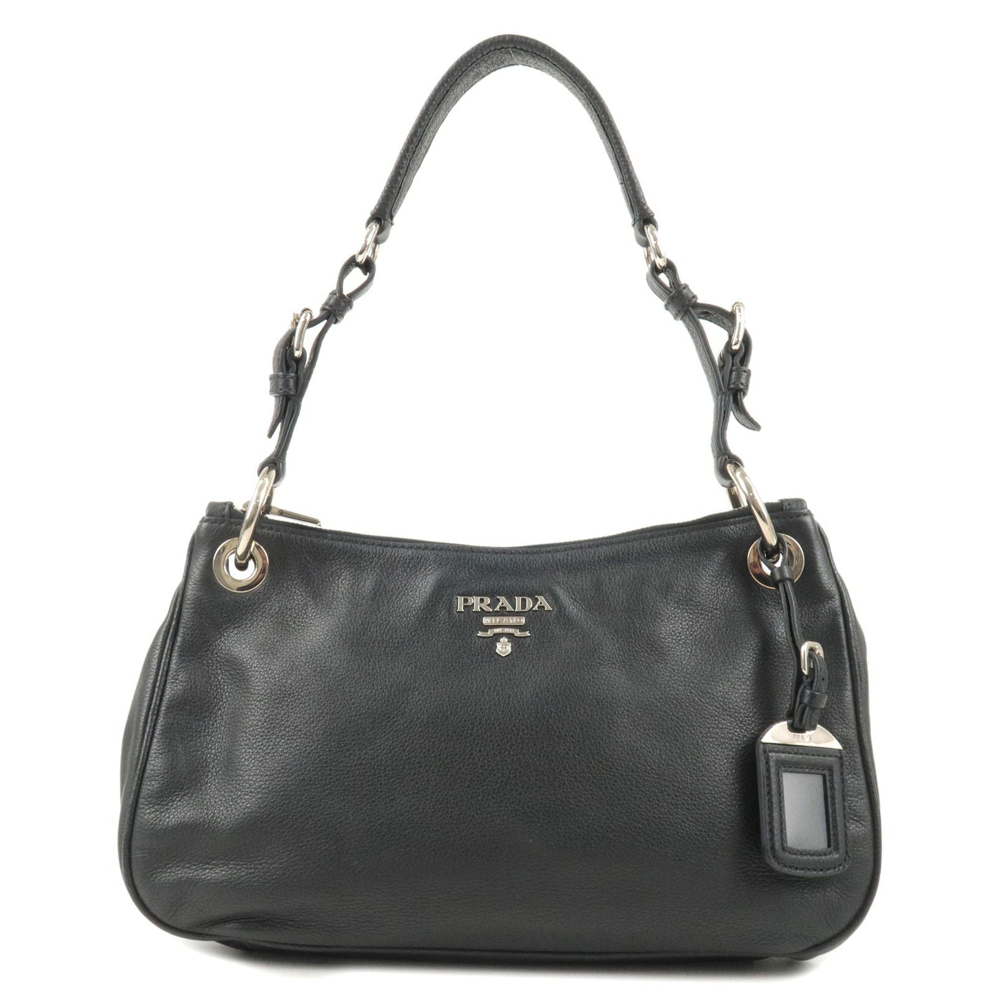 PRADA Vitello Phenix Leather Shoulder Bag NERO Black B4894M