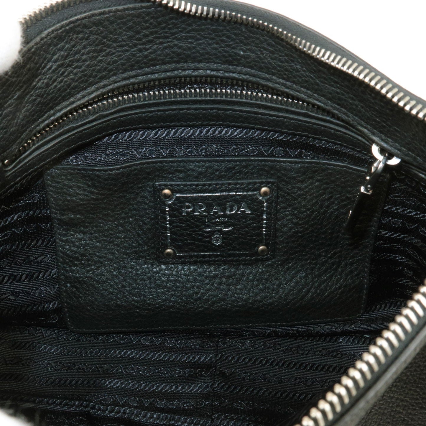 PRADA Vitello Phenix Leather Shoulder Bag NERO Black B4894M