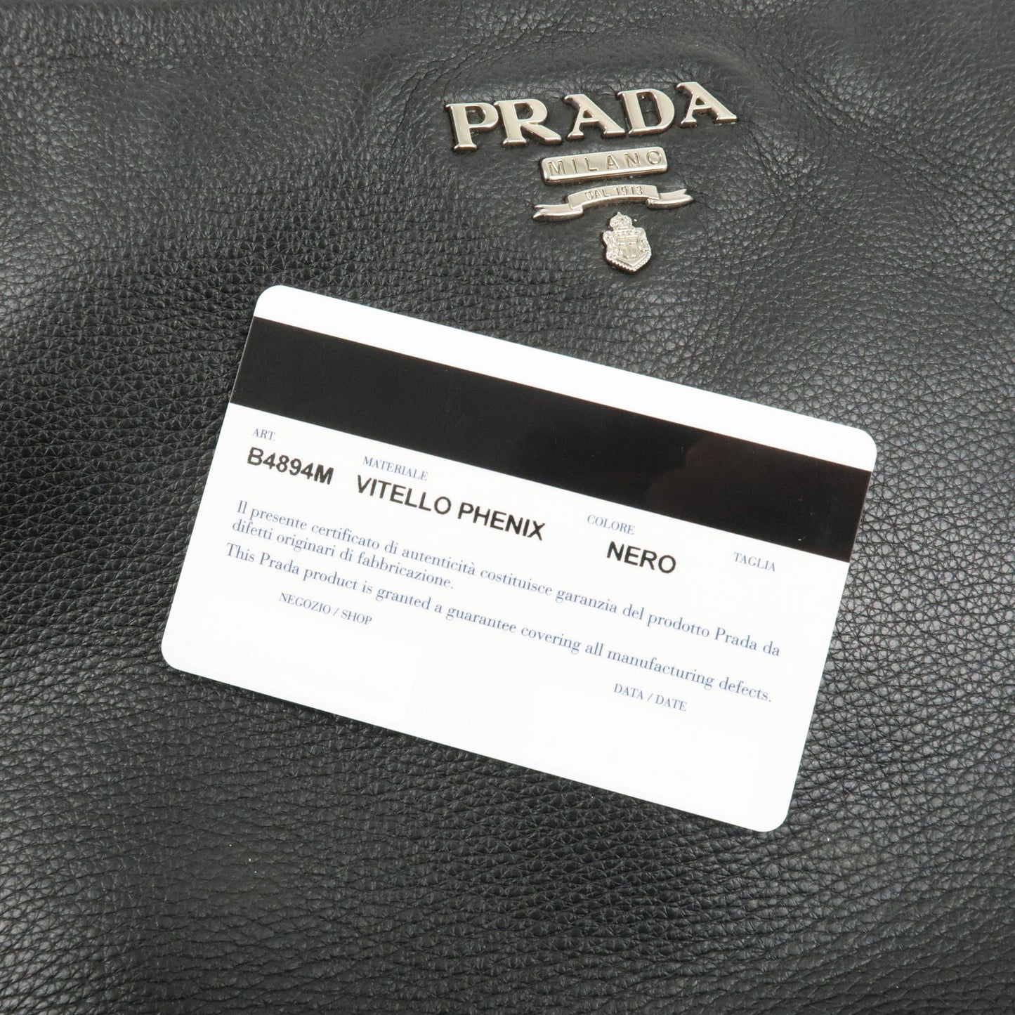 PRADA Vitello Phenix Leather Shoulder Bag NERO Black B4894M