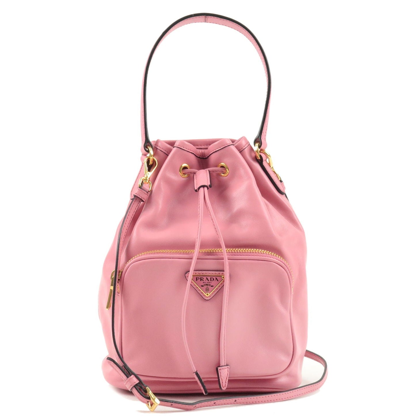 PRADA Leather 2Way Bag Hand Bag Shoulder Bag Pink 1BH038