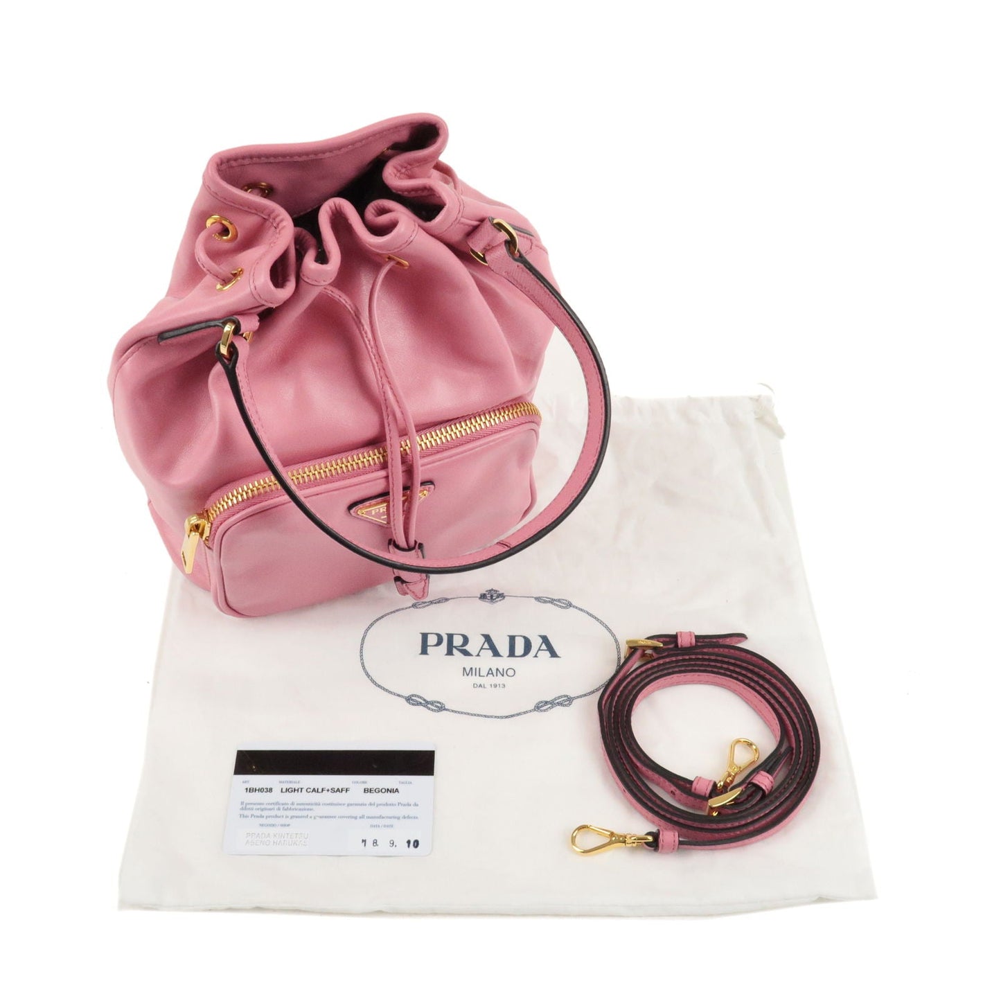 PRADA Leather 2Way Bag Hand Bag Shoulder Bag Pink 1BH038