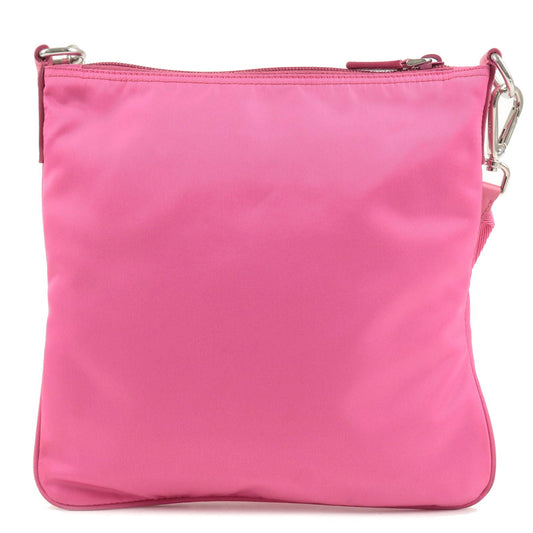 PRADA Logo Nylon Leather Shoulder Bag Pink 1BH716