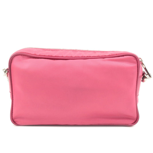 PRADA Logo Nylon Leather Crossbody Shoulder Bag FUXIA Pink BT1010