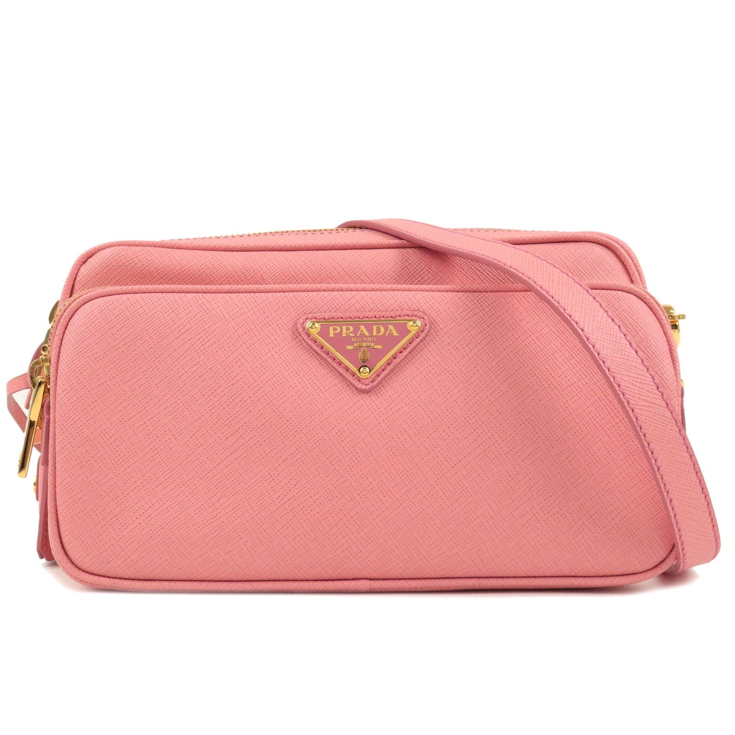 PRADA Logo Nylon Leather Crossbody Shoulder Bag Pink BT1010