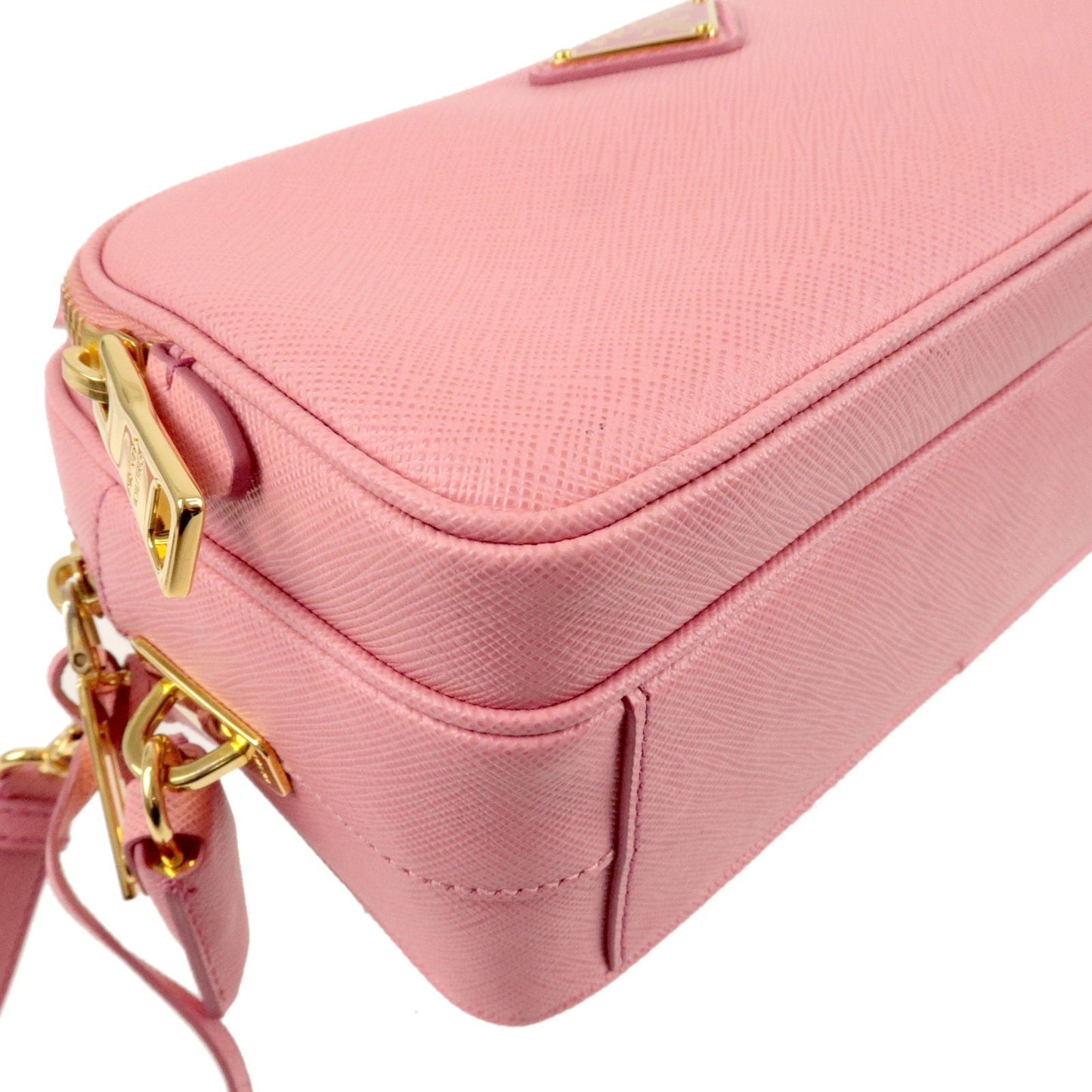 PRADA Logo Nylon Leather Crossbody Shoulder Bag Pink BT1010